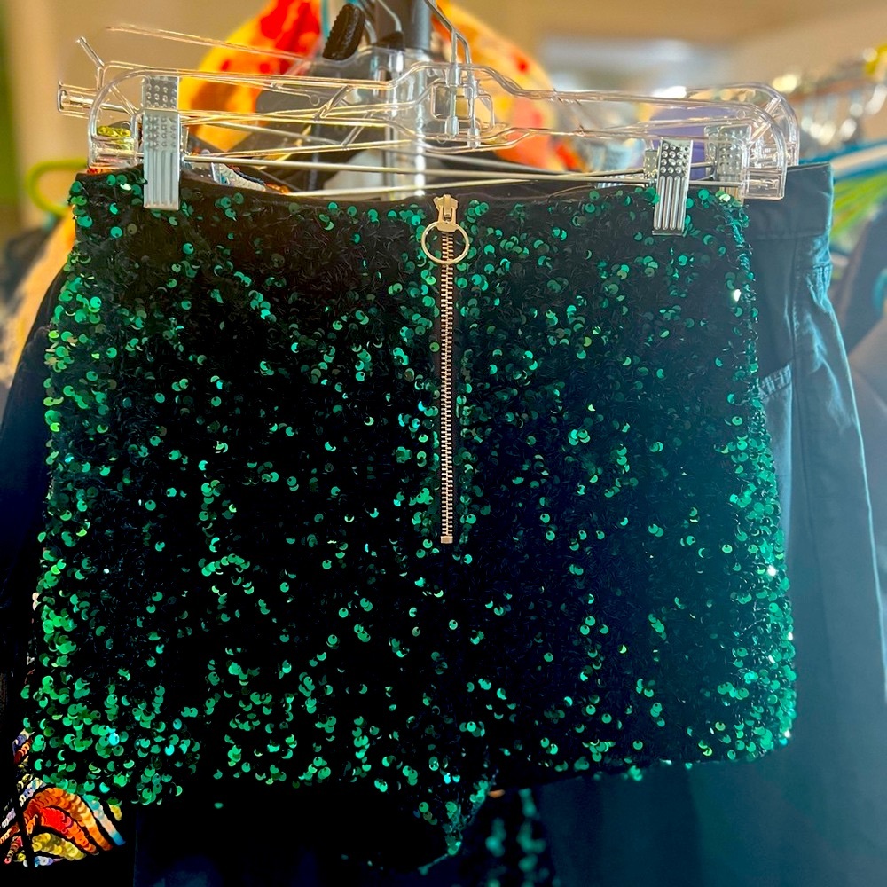 Green Maeve Sequin Shorts SIZE 10